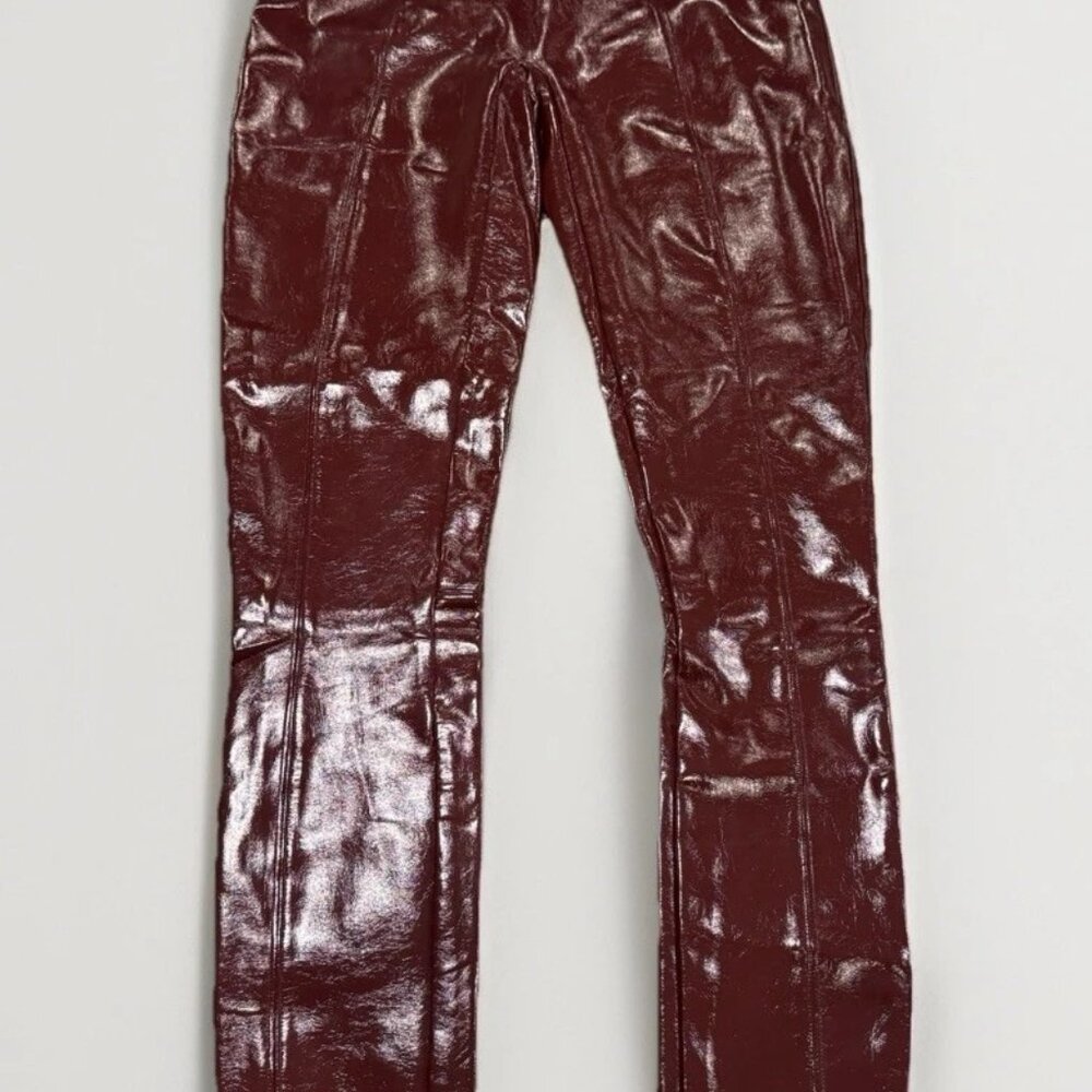 NWT Spanx Faux Patent Leather Leggings Tall Ruby Large 20301T - Picture 4 of 11